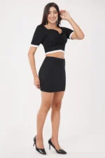 Summer Set Of Two PIECES Top And Skirt In BLACK RIB