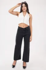 HALTER ZIP FRONT CROP TANK TOP