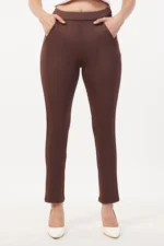 Regular Fit High Rise Trouser In Brown