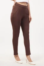 Regular Fit High Rise Trouser In Brown