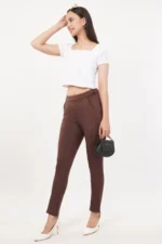 Regular Fit High Rise Trouser In Brown