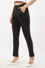 Regular Fit High Rise Trouser In Black