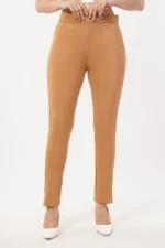 Regular Fit High Rise Trouser In Mud Brown