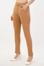 Regular Fit High Rise Trouser In Mud Brown