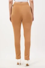 Regular Fit High Rise Trouser In Mud Brown