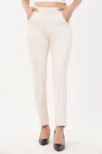 Regular Fit High Rise Trouser In Off White