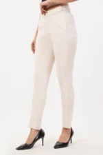 Regular Fit High Rise Trouser In Off White