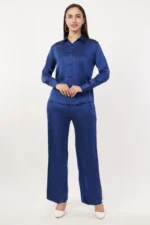 Satin Sets Women Shirt & Pant 2 Piece Outfits