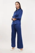 Satin Sets Women Shirt & Pant 2 Piece Outfits