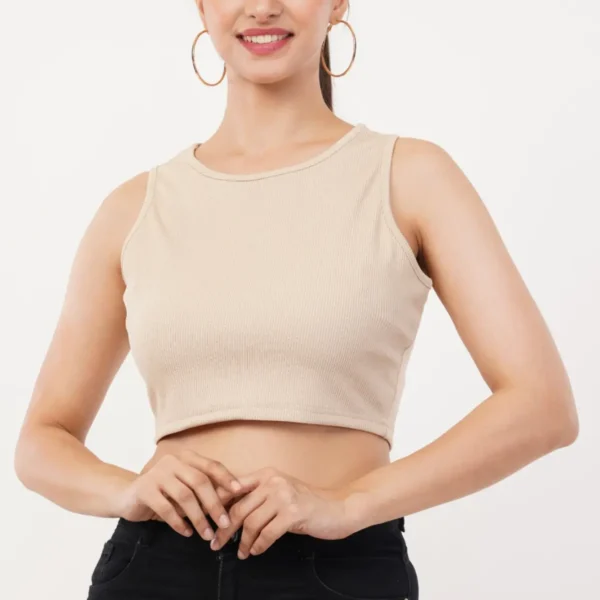 Solid Ribbed Knit Tank Top