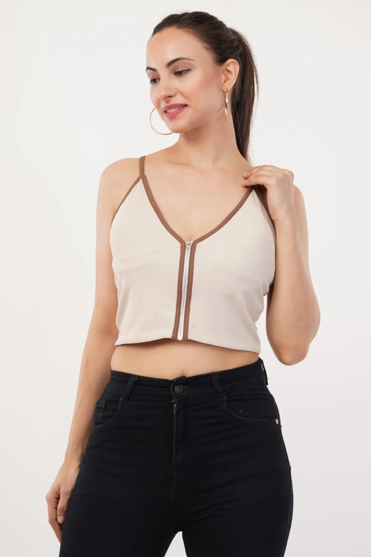 Women Contrast Halter Top