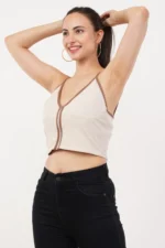 Women Contrast Halter Top