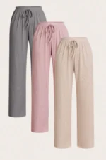 Women's Solid Color Home Wear Bottoms, Pack Of 3