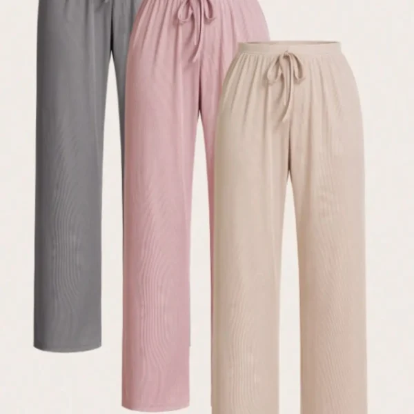 Women's Solid Color Home Wear Bottoms, Pack Of 3