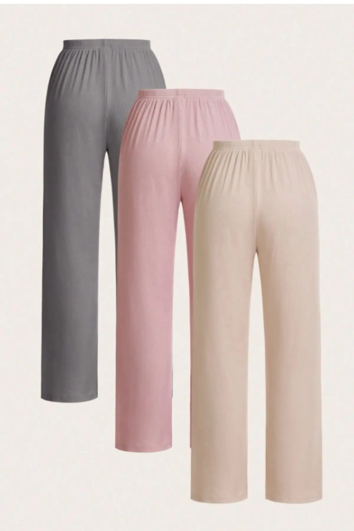 Women’s Solid Color Home Wear Bottoms, Pack Of 3 all-2